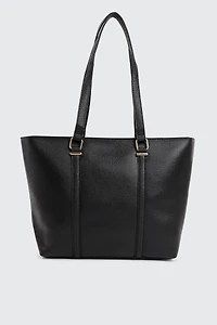 Ardene Large Tote Bag in Black | Faux Leather