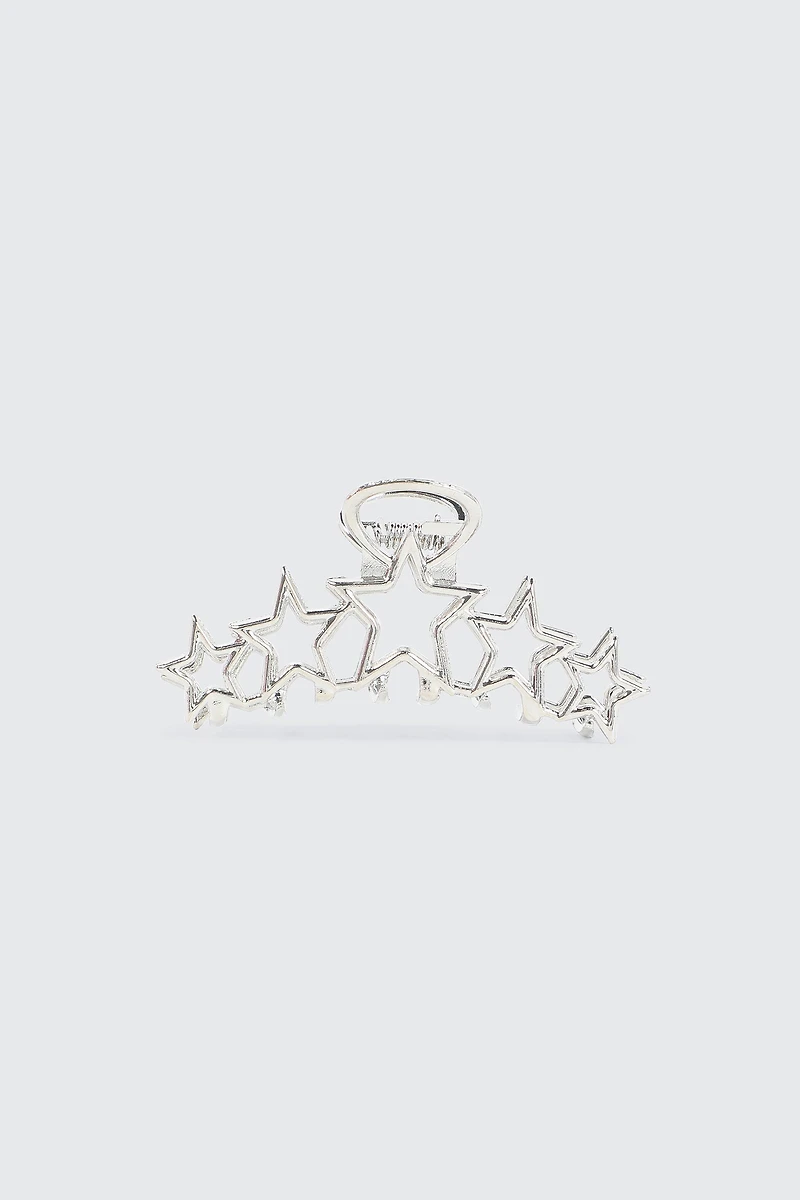 Ardene Cutout Star Hair Claw in Silver