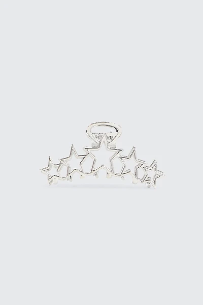 Ardene Cutout Star Hair Claw in Silver