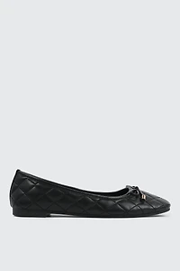Ardene Quilted Square Toe Ballet Flats in | Size | Faux Leather