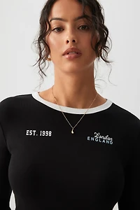 T-shirt à manches longues et détails contrastants