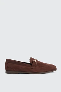 Ardene Loafers with Chain Detail in Brown | Size | Faux Suede