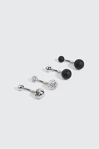 Ardene 4-Pack of Assorted Navel Piercings in Silver | Rubber