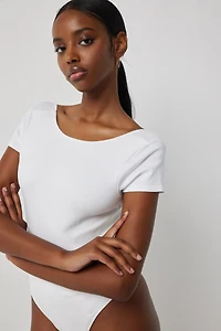 Ardene Open Back Seamless Bodysuit in White | Size Medium | Nylon/Spandex