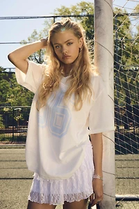 Ardene Oversized Mesh Football T-Shirt in White | Size Small | Polyester
