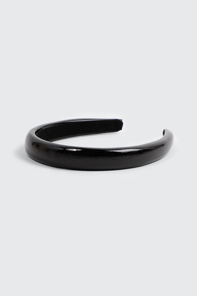 Ardene Faux Leather Headband in Black | Faux Leather/Polyester