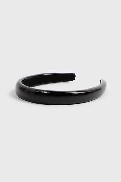 Ardene Faux Leather Headband in Black | Faux Leather/Polyester