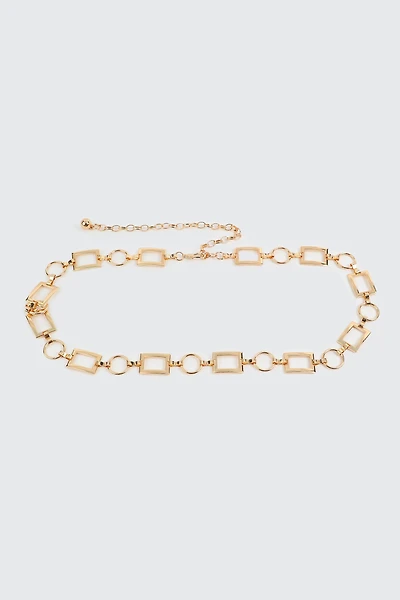Ardene Chain Belt with Round & Square Links in Gold