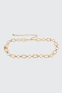 Ardene Chain Belt with Round & Square Links in Gold