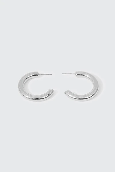 Ardene Thick Tubular Hoop Earrings in Silver | Stainless Steel