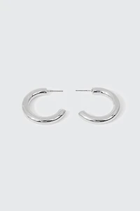 Ardene Thick Tubular Hoop Earrings in Silver | Stainless Steel