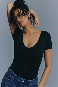 Ardene Contour V-Neck Short Sleeve Bodysuit in | Size XS | Elastane/Polyamide