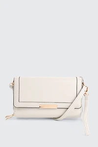 Ardene Crossbody Wallet in Off-White | Faux Leather/Polyester