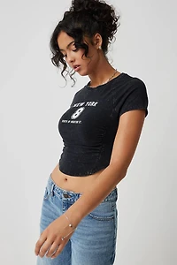 T-shirt ultracourt ajusté graphique froncé