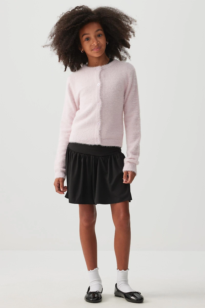 Ardene Kids Shirred Waist Mini Skirt in Black | Size | Polyester/Elastane