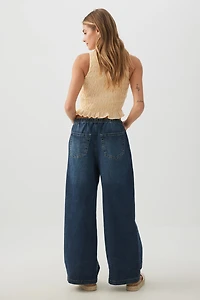 Jean en tricot à taille mi-haute et jambe large