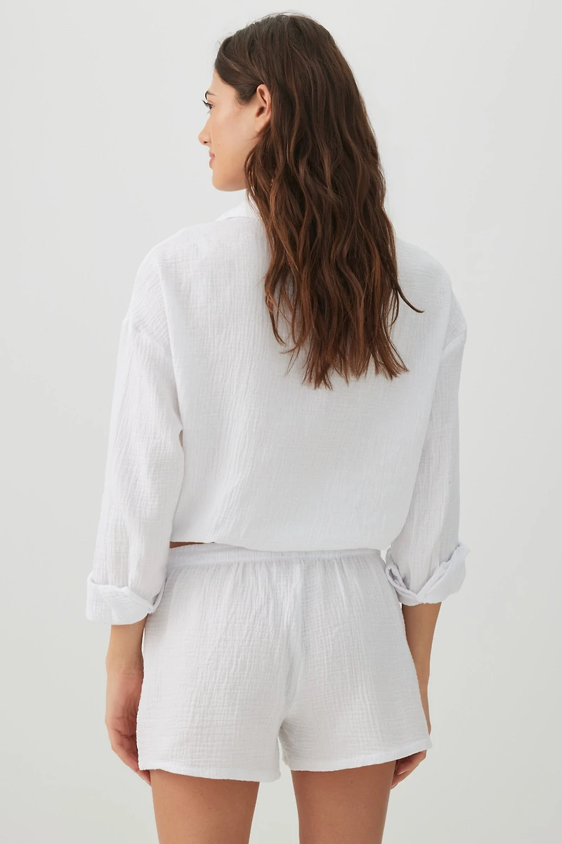 Short à taille mi-haute tiss