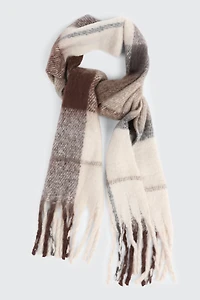 Ardene Man Plaid Fringed Scarf For Men in Brown | Polyester