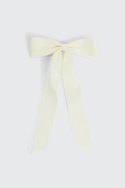Ardene Tulle & Satin Hair Bow in Off-White