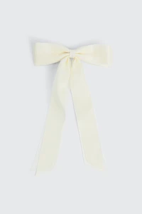 Ardene Tulle & Satin Hair Bow in Off-White