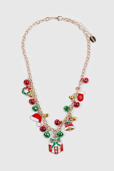 Ardene Holiday Mixed Charm Necklace in Gold