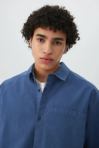 Ardene Man Boxy Short-Sleeve Shirt For Men in Dark Blue | Size Small | Cotton