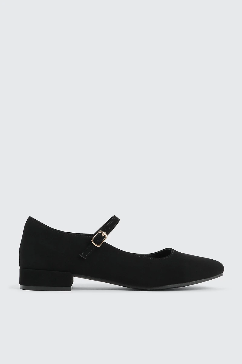 Ardene Low Heel Mary Janes in Black | Size | Faux Leather | Eco-Conscious