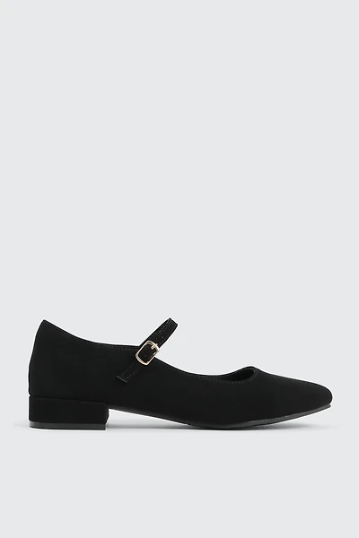 Ardene Low Heel Mary Janes in Black | Size | Faux Leather | Eco-Conscious
