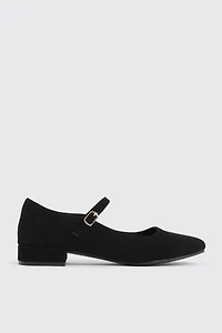 Ardene Low Heel Mary Janes in Black | Size | Faux Leather | Eco-Conscious