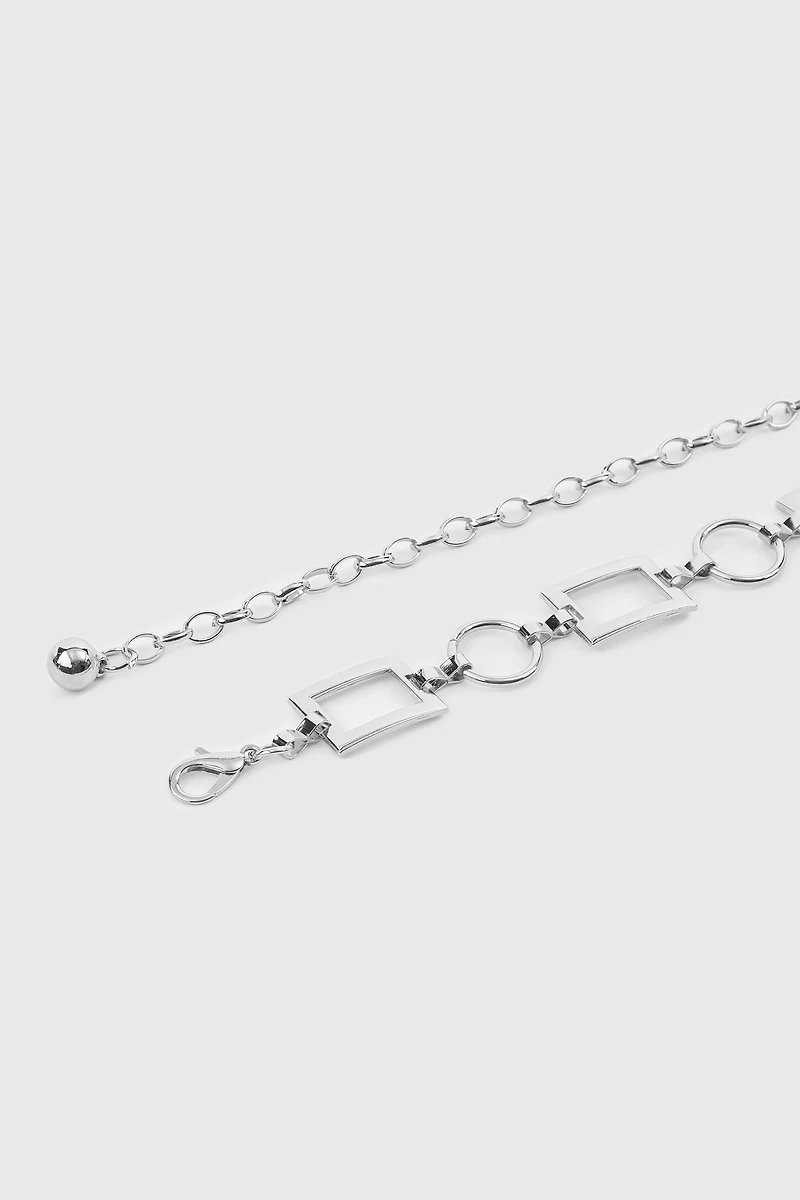Ceinture à maillons ronds et carrés