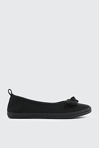 Ardene Slip On Sneakers with Bow in Black | Size