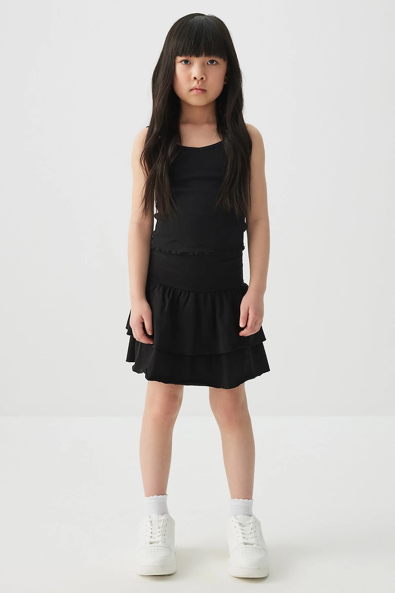 Ardene Kids Short Tiered Skirt in Black | Size | Spandex/Cotton