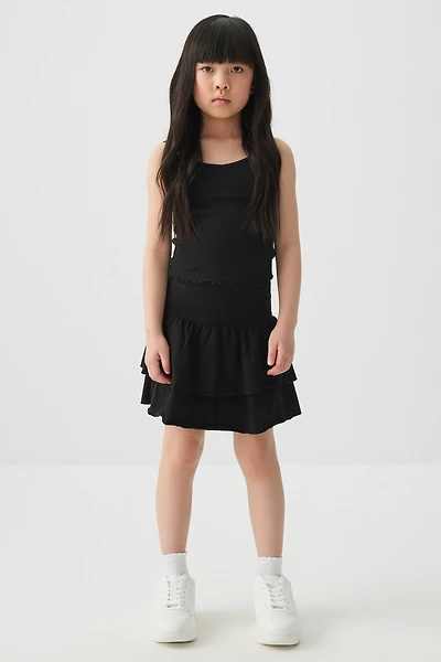 Ardene Kids Short Tiered Skirt in Black | Size | Spandex/Cotton
