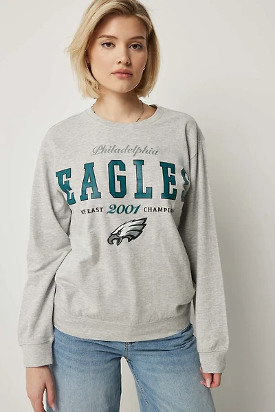Ardene EAGLES Sweatshirt in Grey | Size | Polyester/Cotton | Fleece-Lined