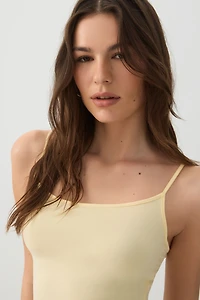 Ardene Basic Super Soft Tank Top with Adjustable Straps in Light Yellow | Size | Polyester/Elastane | Eco-Conscious