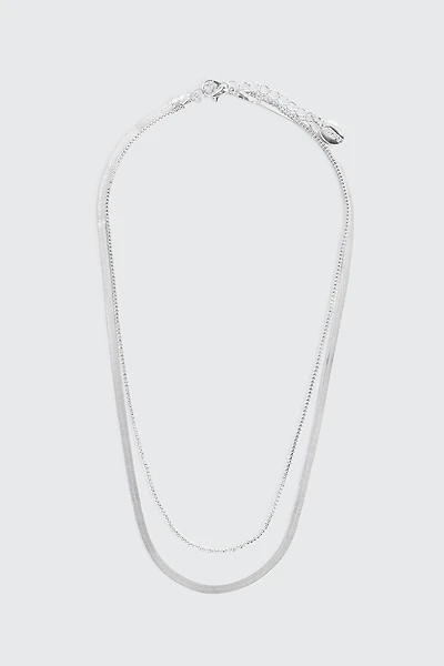 Ardene Two-Row Chain Necklace in Silver | Eco-Conscious | 100% Recycled