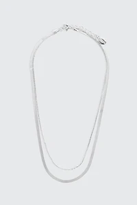 Ardene Two-Row Chain Necklace in Silver | Eco-Conscious | 100% Recycled