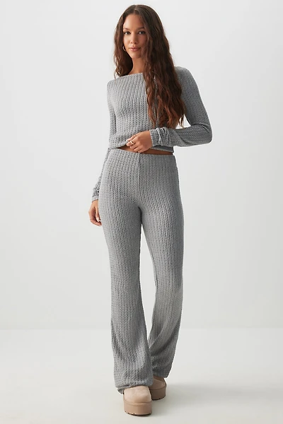 Pantalon évasé en tricot torsadé