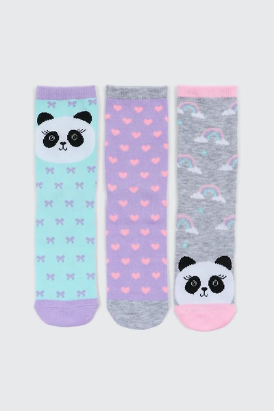 Ardene Kids 3-Pack Animal Crew Socks | Polyester/Spandex