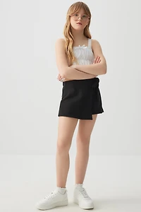 Ardene Kids French Terry Wrap Skort in Black | Size | Polyester/Cotton | Eco-Conscious