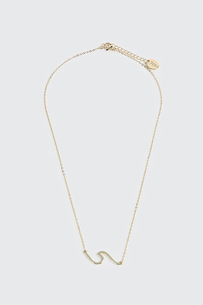 Collier plaqué or 14K et pendentif vague