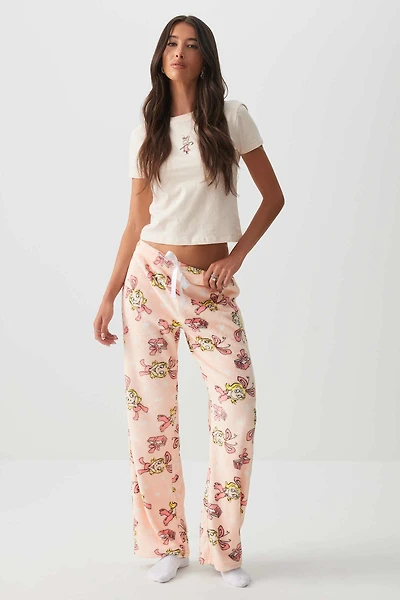 Ardene Cindy Lou Plush PJ Pants in Light Pink | Size | Polyester