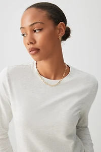 Ardene Basic Long Sleeve T-Shirt in Light Grey | Size | Cotton/Elastane | Eco-Conscious