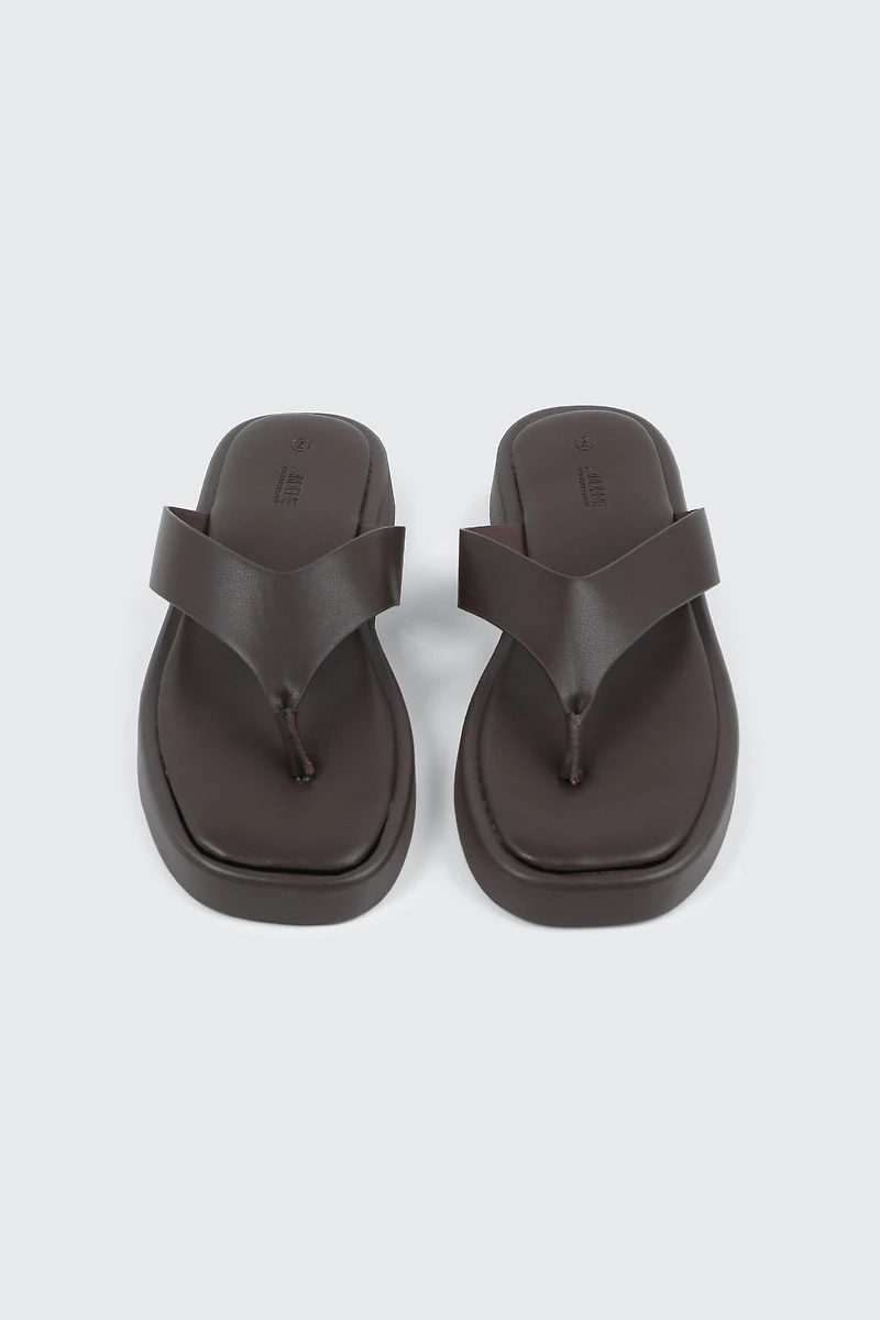 Sandales plateformes à bride V et bout carr