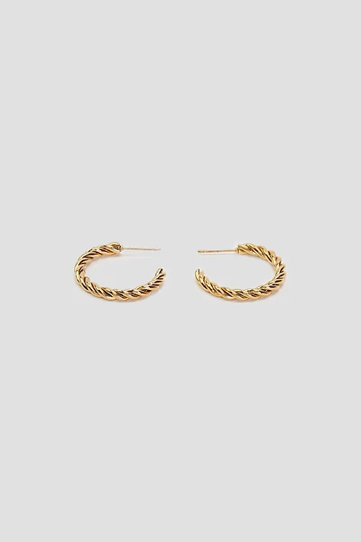 Ardene Stainless Steel Twisted Hoop Earrings in Gold