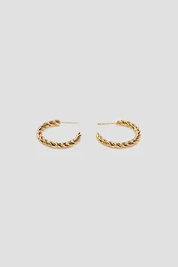 Ardene Stainless Steel Twisted Hoop Earrings in Gold