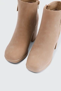 Bottillons en faux suède à talon bloc