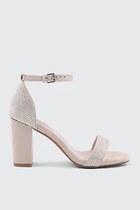 Ardene Block Heel Sandals in Beige | Size | Faux Suede