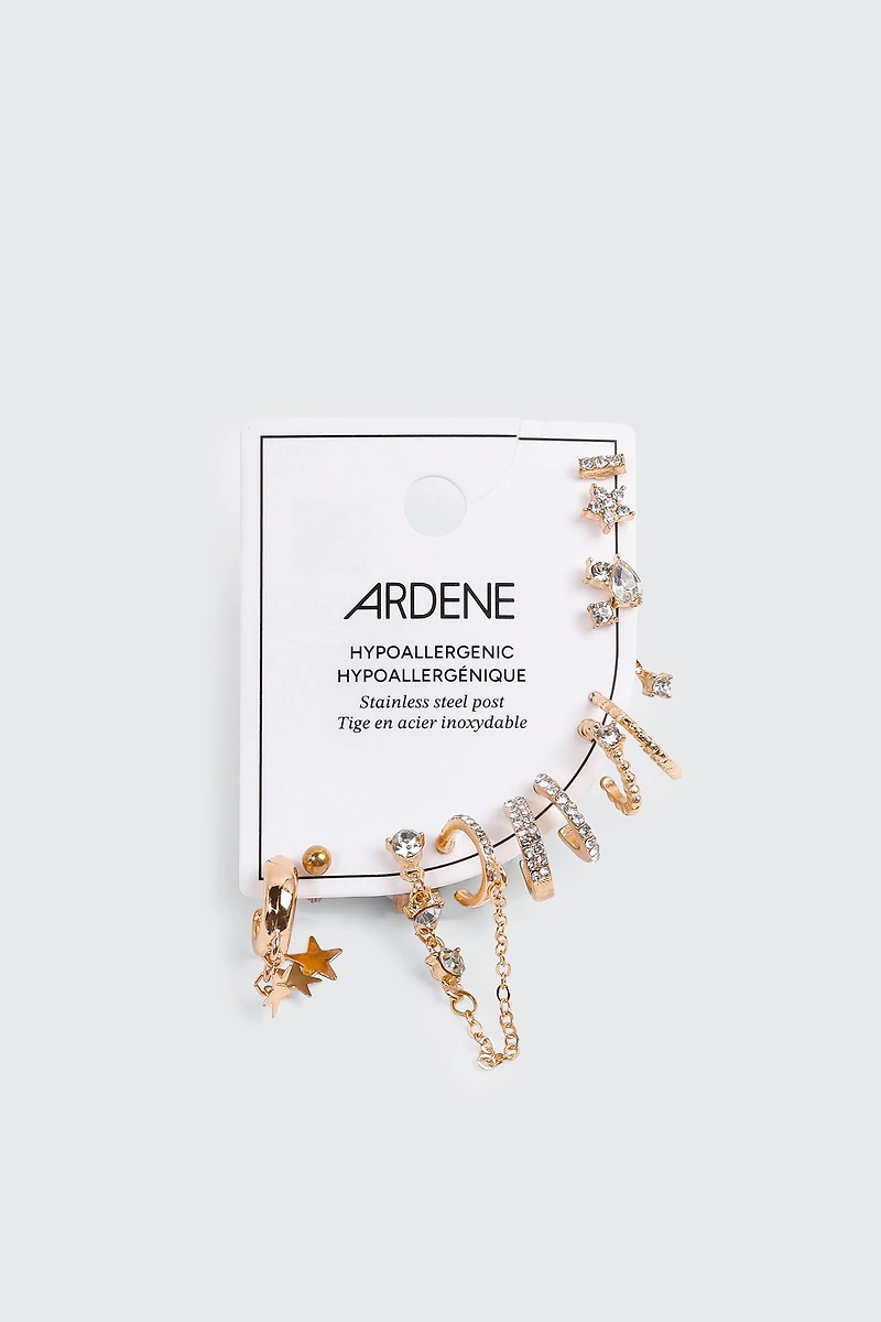 Ardene 12-Pack Gold Toned Mix Earrings | Stainless Steel