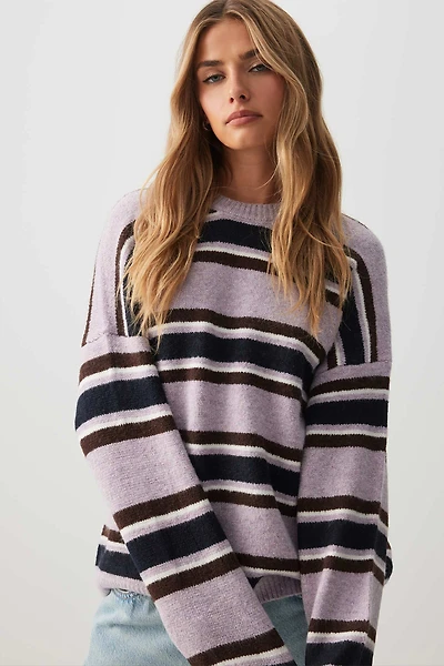 Ardene Printed Super Soft Oversized Sweater in Lilac | Size | Polyester/Elastane